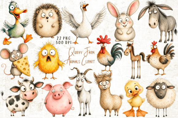 Download Quirky Farm Animals Clipart PNG - Quirky Collection
