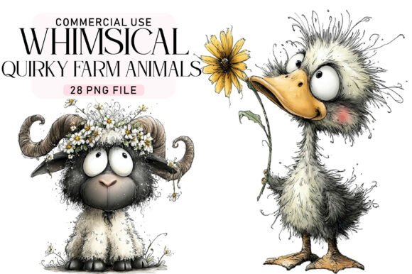 Download Whimsical Quirky Farm Animals PNG - Quirky Collection