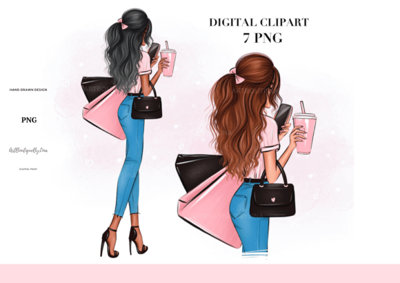 Download Back View Fashion Girl with Coffee - Fashion Collection