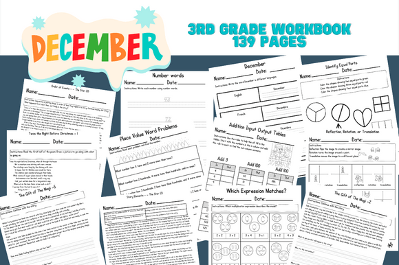 Download No Prep 3rd Grade December WorkBook - December Collection