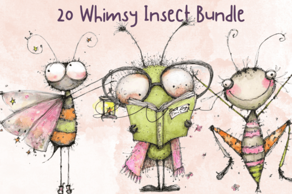 Download Whimsical Quirky Insect Clipart Bundle - Quirky Collection