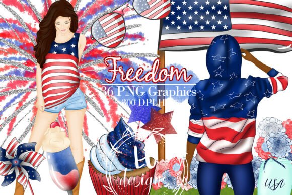 Download 4th of July Clipart, USA Fashion Girl - Premium Resources
