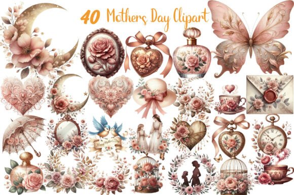 Download Vintage Dusty Rose Mother's Day ClipArt - Premium Resources