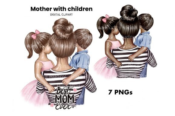 Download Mother’s Day Clipart, Mom with Children - Mother Collection