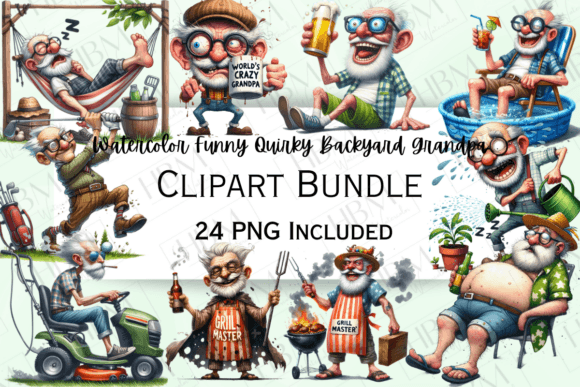 Download Funny Quirky Backyard Grandpa Clipart - Quirky Collection