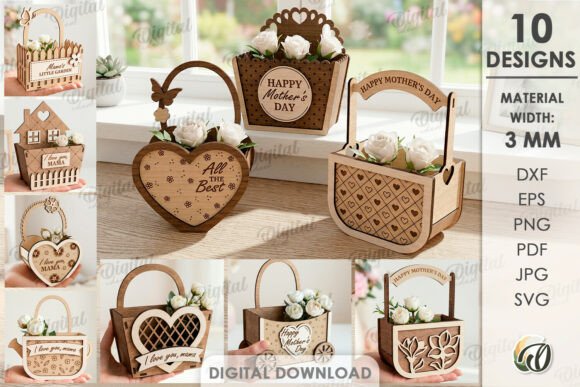 Download Mother's Day Flower Boxes Bundle Laser - Mother Collection