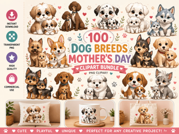 Download Dog Breeds Mother’s Day Theme Clipart - Mother Collection