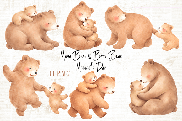 Download Mama Bear &amp; Baby Bear Mother’s Day PNG - Mother Collection